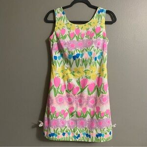 Lilly Pulitzer Womens Delia Dress Size 2 Tulip Pink Floral Mini Shift Vacation